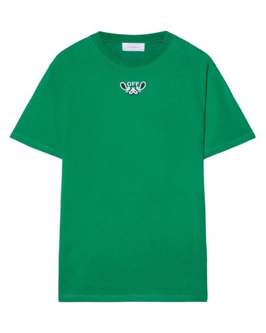 Off-White c/o Virgil Abloh Green Bandana Arrow Cotton T-Shirt for men
