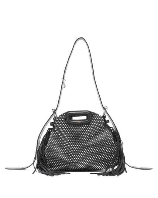Maje Black Studded Fringed Shoulder Bag