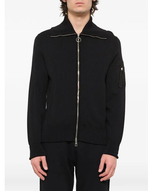 Neil Barrett Black Zip-Up Ribbed-Trim Jacket for men