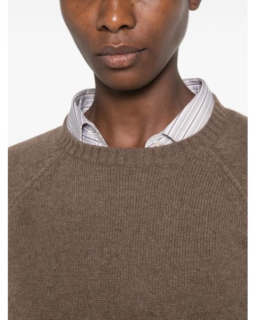 Be You Brown Long-Sleeve Ribbed-Trim Sweater