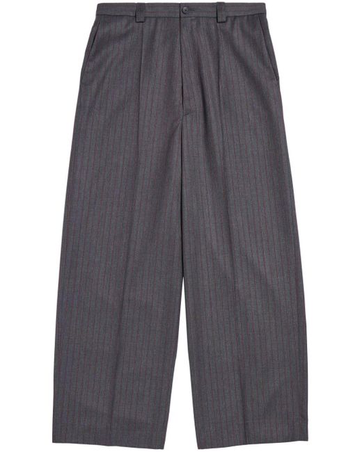 Balenciaga Gray Pinstriped Tailored Trousers