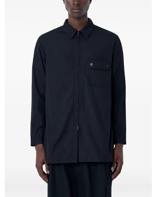 Yohji Yamamoto Blue Zip-Fastening Pocket Shirt for men