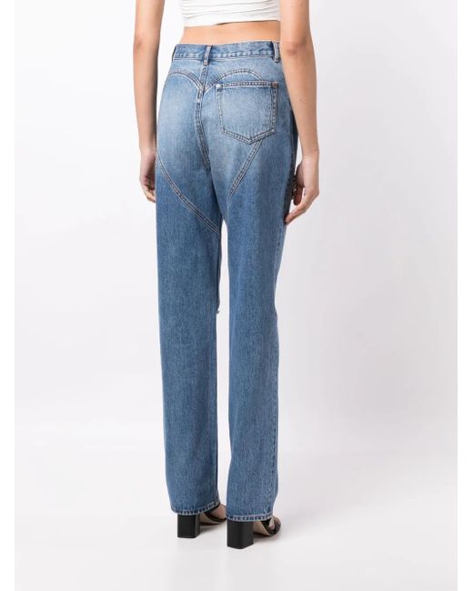 Area Blue Crystal-Embellished Straight-Leg Jeans