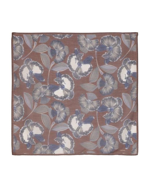 Lardini Gray Floral-print Scarf for men