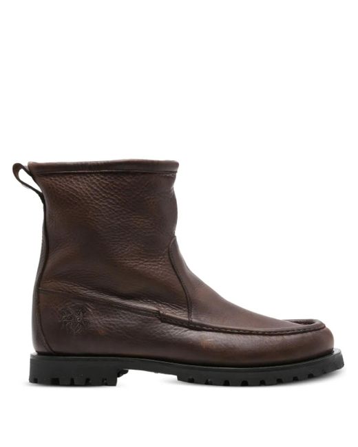 RANRA Brown Pull-Tab Leather Boots for men