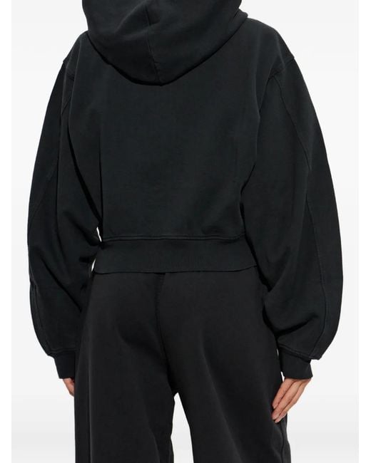 Alexander Wang Black Logo-Print Zip-Up Hoodie