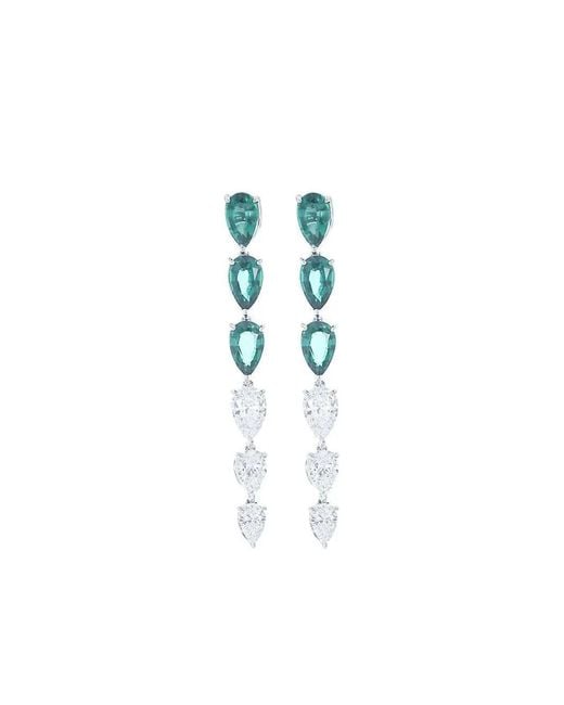 Fantasia by Deserio Blue Pear-Shaped Emerald Diamond Earrings