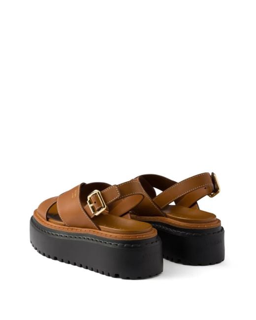 Prada Brown Leather Sandals