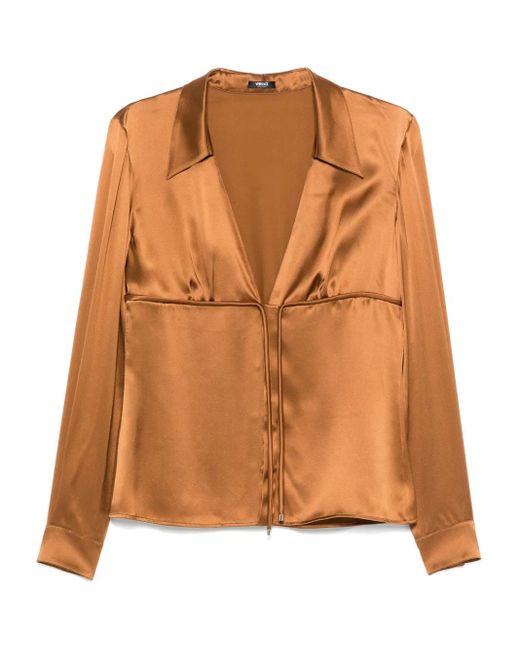 Versace Brown Tie-Front Blouse