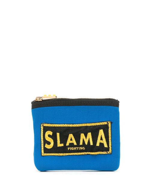 Amir Slama Blue Embroidered-Logo Purse
