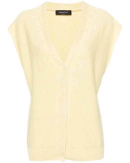 Fabiana Filippi Yellow Sequined V-Neck Vest