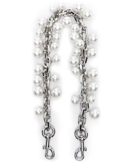 Marc Jacobs White Pearl Chain Polished Shoulder Strap