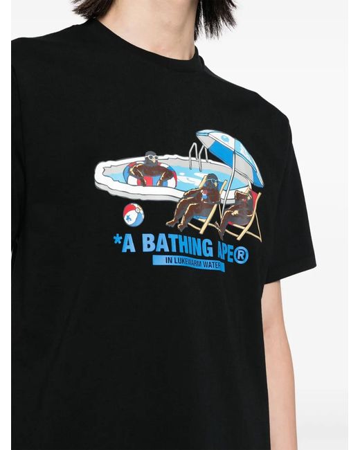 A Bathing Ape Black Graphic Print T-Shirt for men