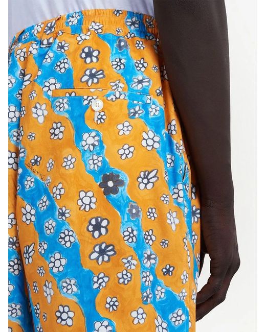 Marni Blue Wave Daisy-Print Shorts for men