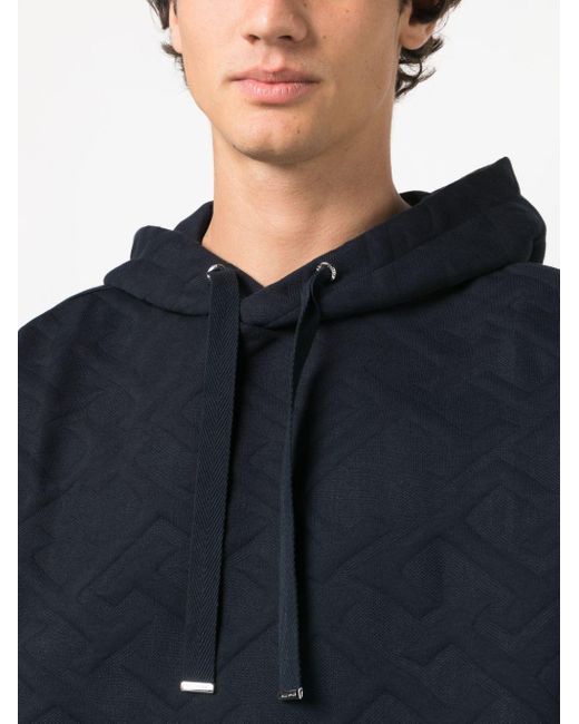 Tommy Hilfiger Embossed monogram-pattern Hoodie - Blue