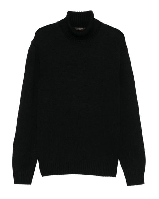 Jersey de lana con cuello alto Zanone de hombre de color Black
