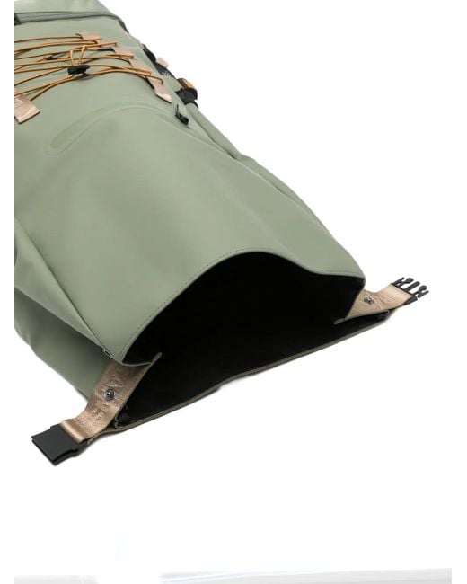 Rains Green Large Drawstring Rolltop Backpack for men