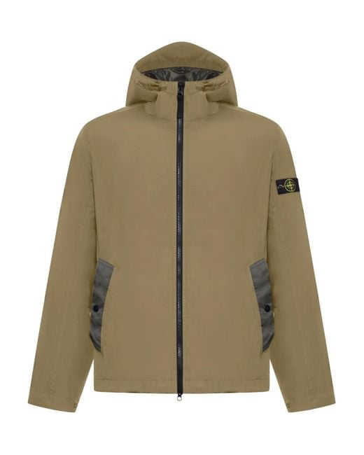 Stone Island Green Technical Fabric Jacket With Compass Logo for men