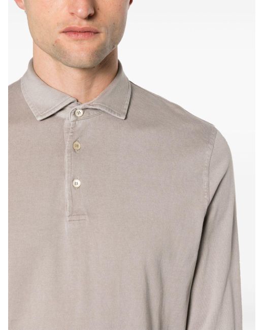 Fedeli Gray Cotton Polo Shirt for men