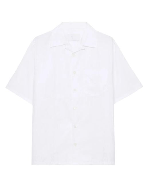 Prada White Logo-Patch Bowling Shirt for men