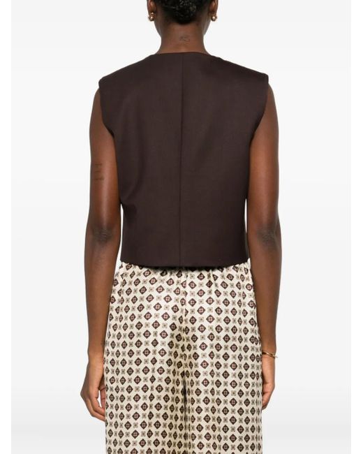 P.A.R.O.S.H. Black Pocket-Detail Buttoned Gilet