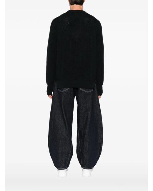 Comme des Garçons Gray Ribbed-Knit Raglan-Sleeve Sweater for men