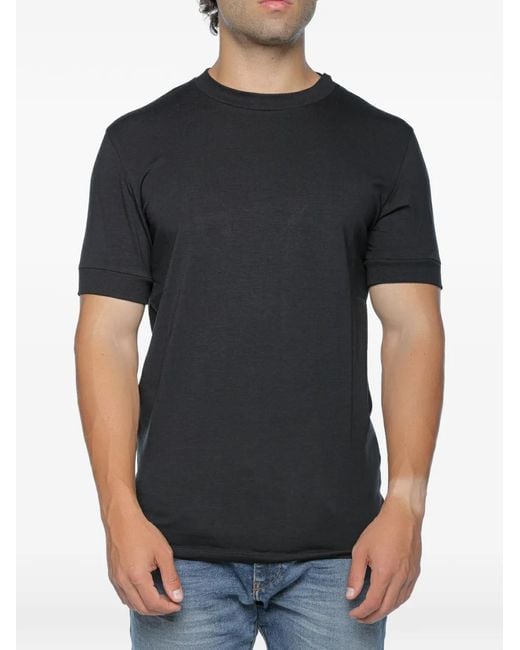 Drykorn Black Anton Ribbed-Cuff T-Shirt for men