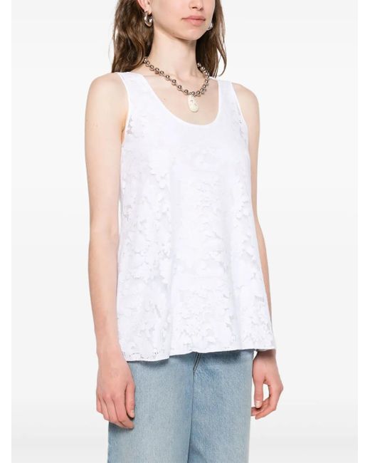 Max Mara White Lace-Detailing Top