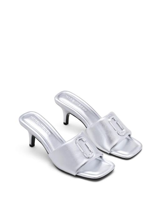 Marc Jacobs White The Metallic J Leather Sandals