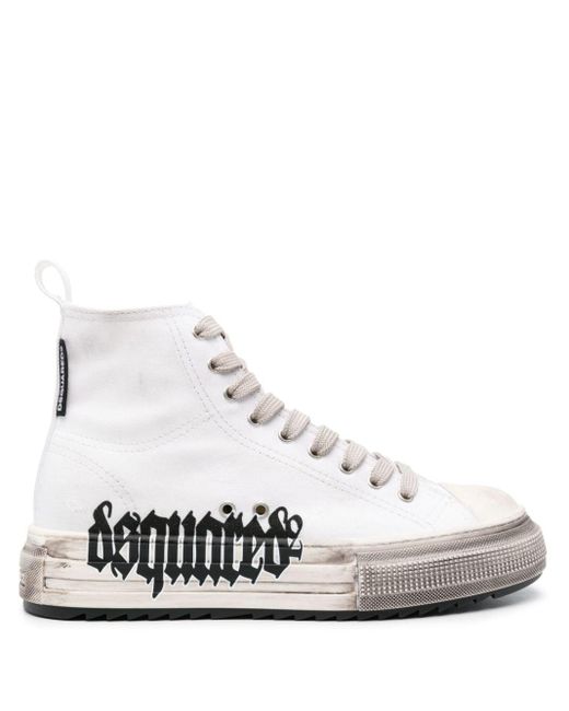 DSquared² Berlin Gerafelde Sneakers in het White voor heren