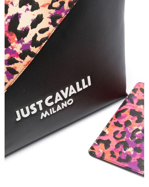 Just Cavalli Black Colourblock Panelled Tote Bag