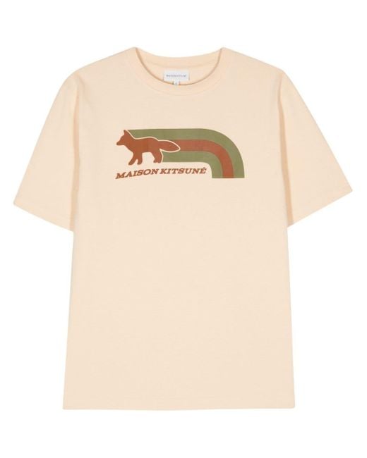 T-shirt con stampa di Maison Kitsuné in Natural da Uomo