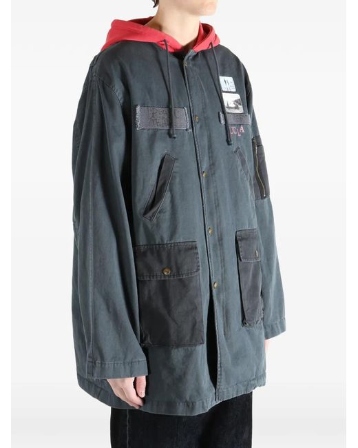 PALY Gray Hooded Patch-Detail Jacket