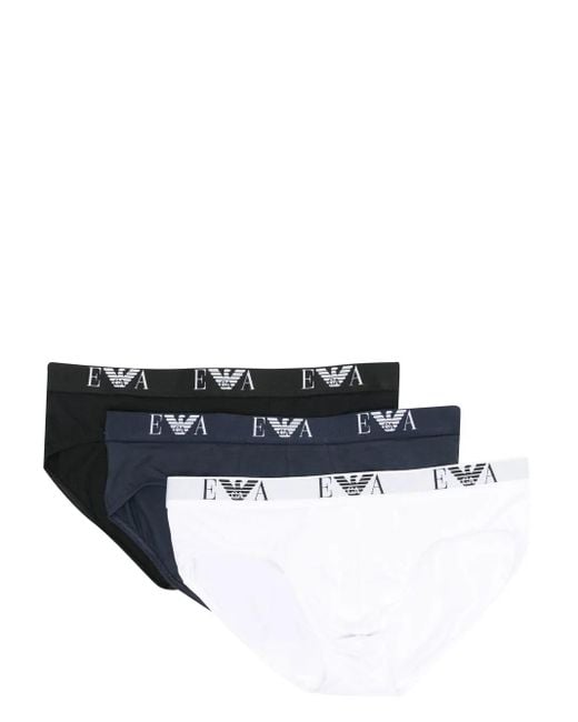Emporio Armani White Logo-Band Set Of Three Briefs for men