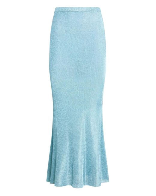 SER.O.YA Blue Harmony Metallic-Knit Maxi Skirt
