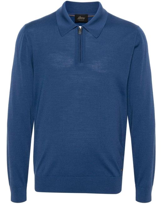 Brioni Blue Fine Wool Polo Shirt for men