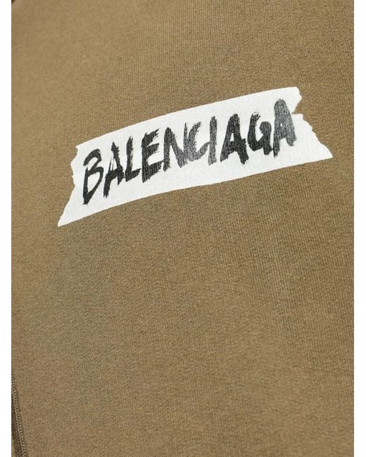 Balenciaga Green Masking Tape Zip-Up Hoodie for men