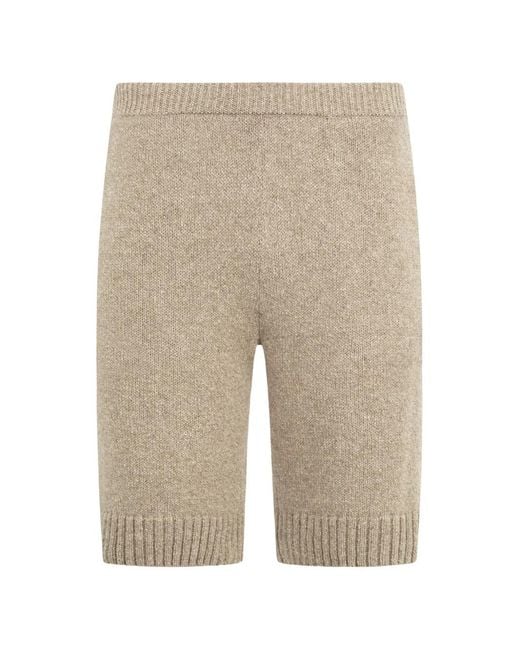 Auralee Natural Drawstring Pocket Knitted Shorts