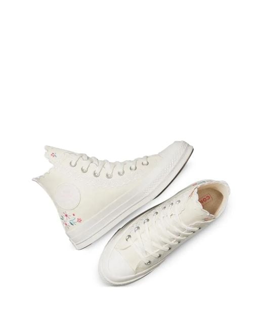Converse White Embroidered Lace-Trimmed Sneakers
