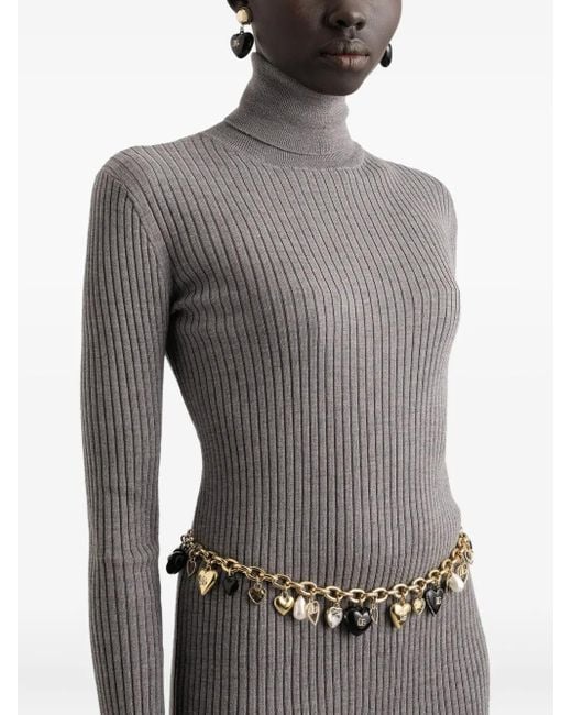Dolce & Gabbana Gray Ribbed Turtleneck Mini Dress