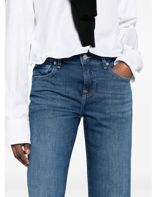 7 For All Mankind Blue Five-Pockets Straight Jeans