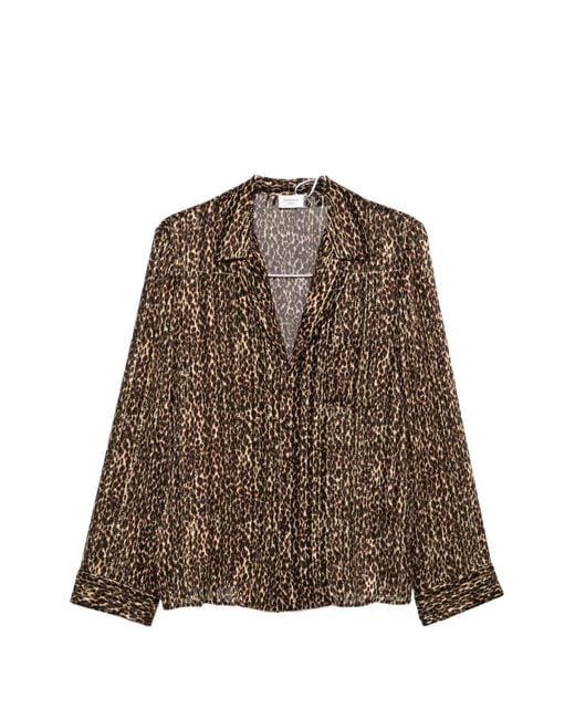 Saint Laurent Brown Leopard-Print Shirt
