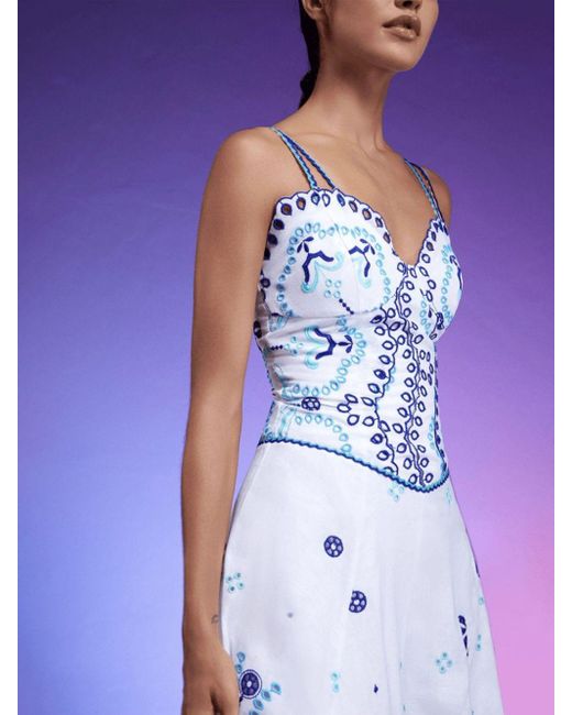Charo Ruiz Maxi-jurk Met Borduurwerk in het Blue