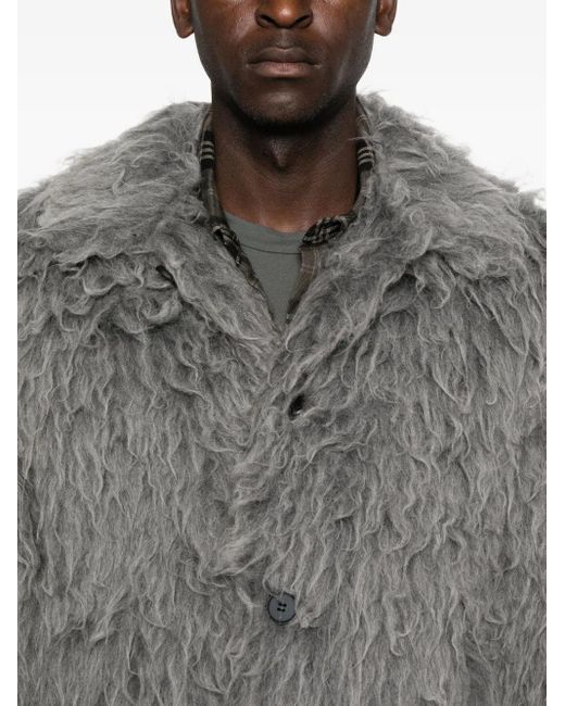 DIESEL Gray Textured Faux-Fur Casual Jacket for men