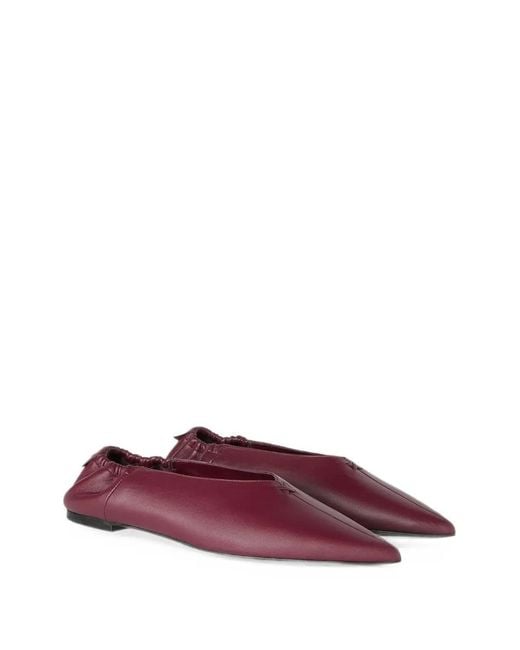RETORI Purple Pointed-Toe Leather Flat Pumps