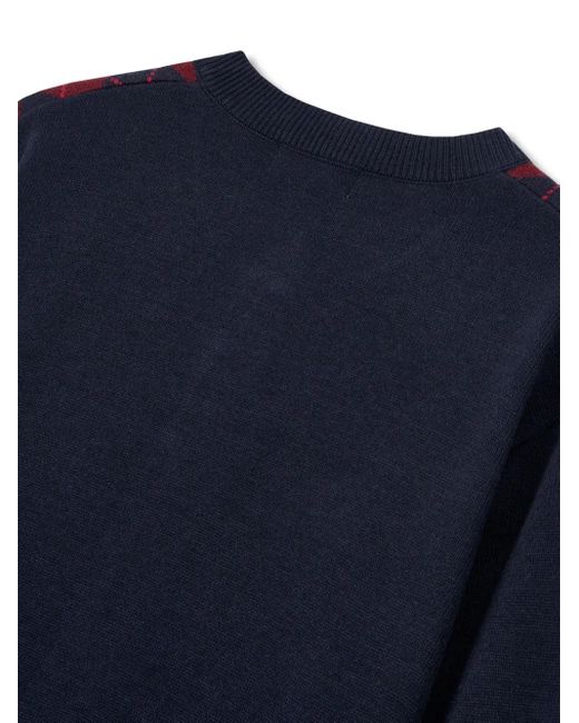 Studio Tomboy X Blue Argyle-Pattern Round-Neck Cardigan
