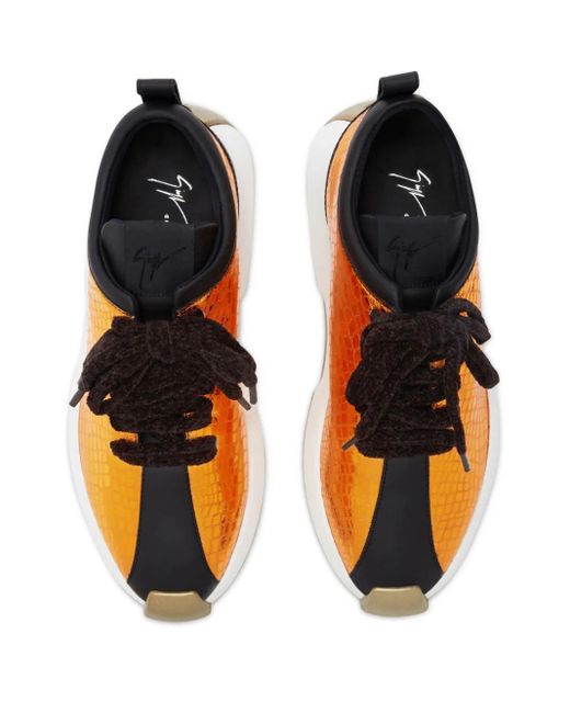 Giuseppe Zanotti Orange Ferox Lace-Up Low-Top Sneakers for men