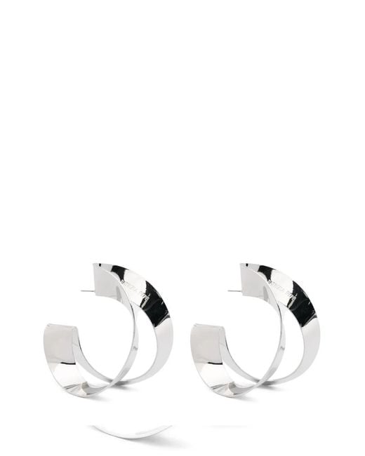 Patrizia Pepe White Logo-Engraved Earrings
