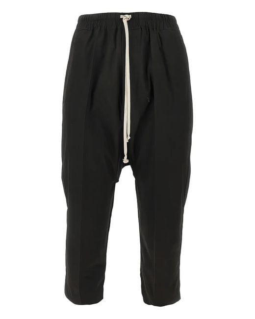 Rick Owens Black Drawstring Cropped Pants for men