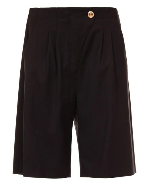 Just Cavalli Black Pleated Button Shorts